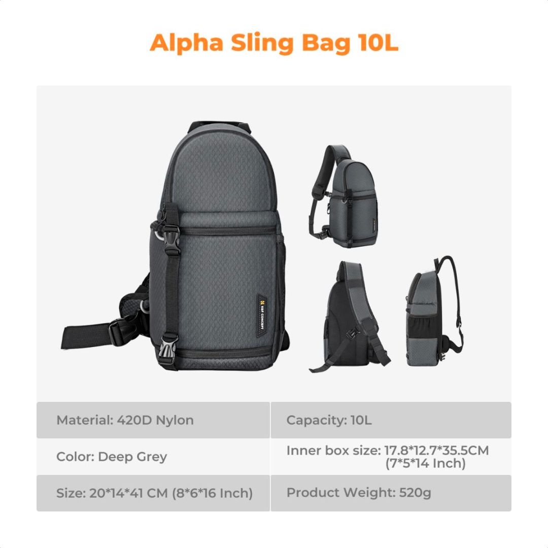 K&F Concept Sling Camera Backpack 10L Waterproof Nature Wander 02 (Sivi) KF13.141V2 - 6